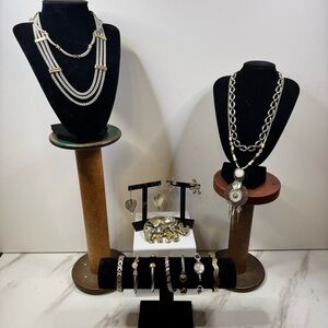Bundle of Two Tone Costume Jewelry Pieces GOLD-SILVER Tone INCLUDES 14 ITEMS